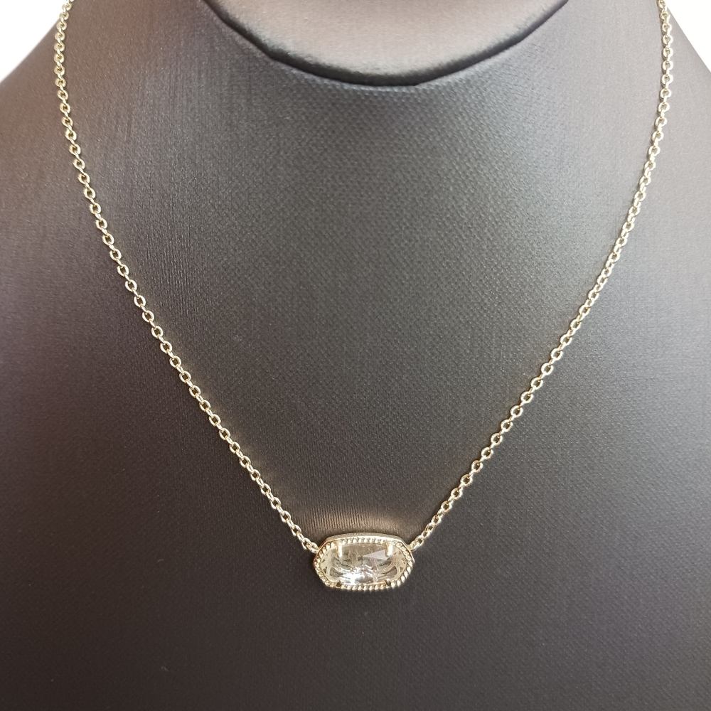 Kendra Scott Elisa Clear Crystal Gold Tone 18" Necklace